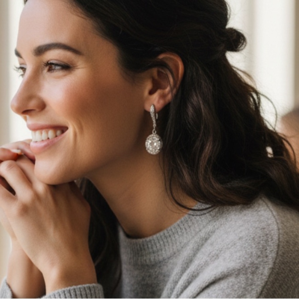 Joseph Esposito like new crystal sterling silver 925 stamped dangle earrings - Picture 8 of 8